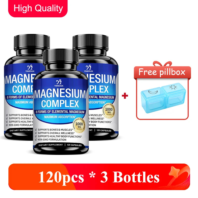 Magnesium Supplements, with Magnesium Glycinate, Magnesium Oxide, Support Stress Relief, Sleep, Heart Health, Nerves, Muscles - Sun Studio