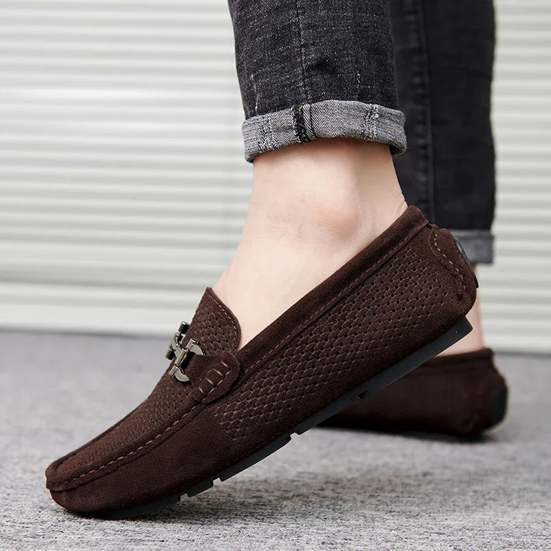 Size 38-45 Breathable Suede Leather Loafers Men Hot Sale Flat Men's Shoes Classic Driving Shoes Fashion Casual Summer Moccasins - Sun Studio