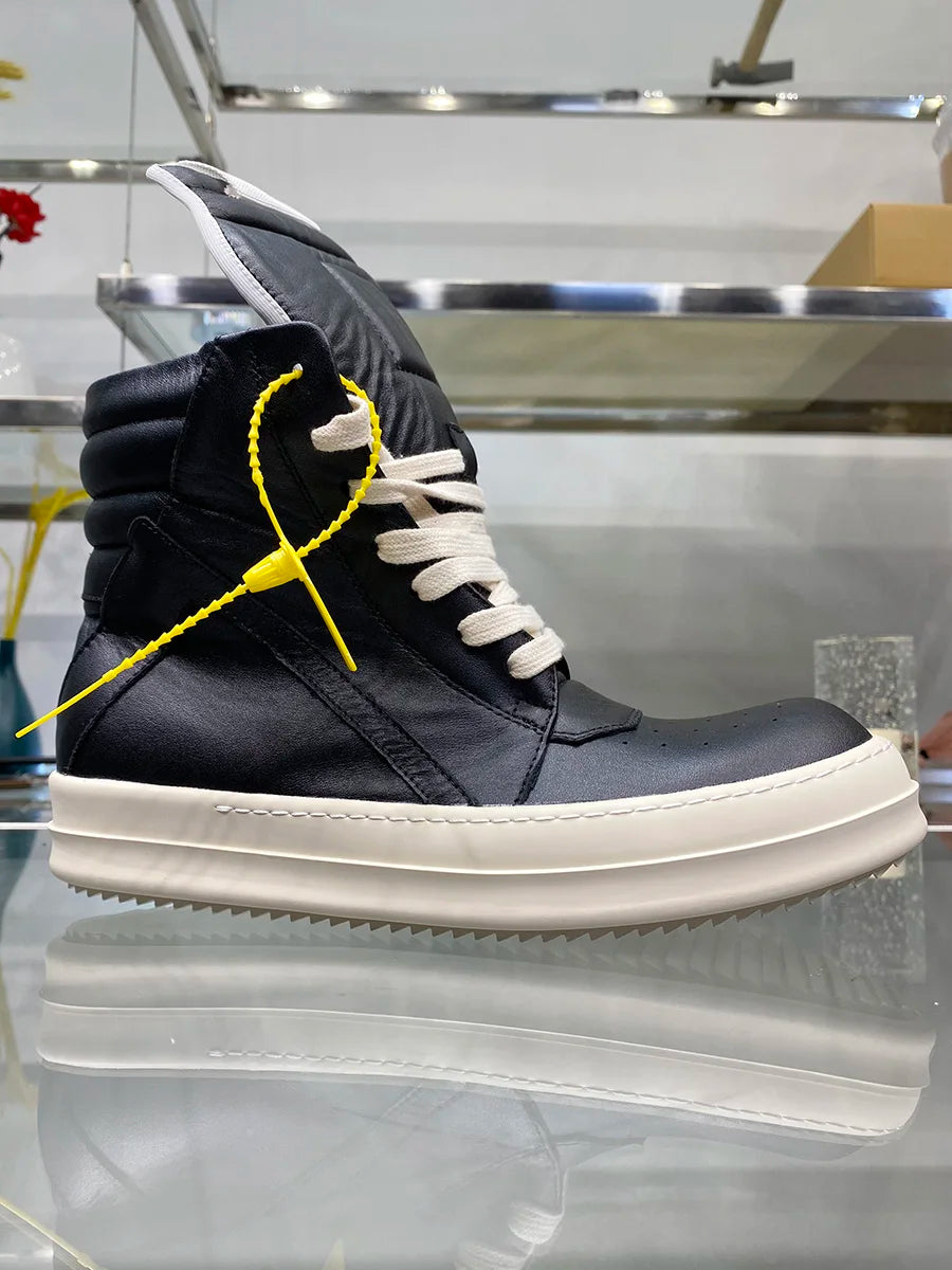 Ro Shoes Men Leather 2025 New Earthy Grey Cow Suede Lace Up Zipper Thick Sole Luxury Geo Women Street Hip-hop Casual Flat Boots - Sun Studio