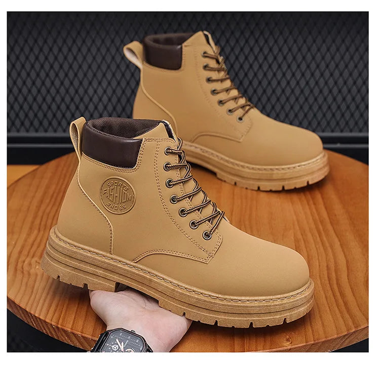 Men's Designer Motorcycle Boots Fashion Comfortable High Top Platform Work Boots Winter Hot Selling Mens Green Hiking Boots 2026 - Sun Studio