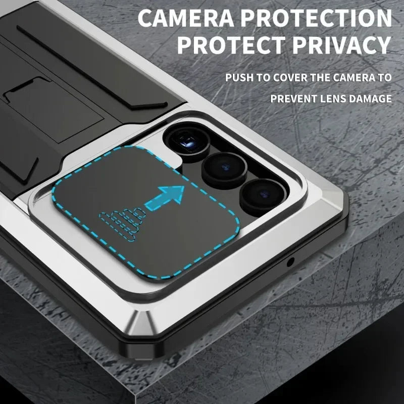 For Samsung S24 Ultra S25 Edge S23 S22 Plus Rugged Armor Aluminum Metal Phone Case Shockproof Cover Screw Bumper Screen Protect - Sun Studio