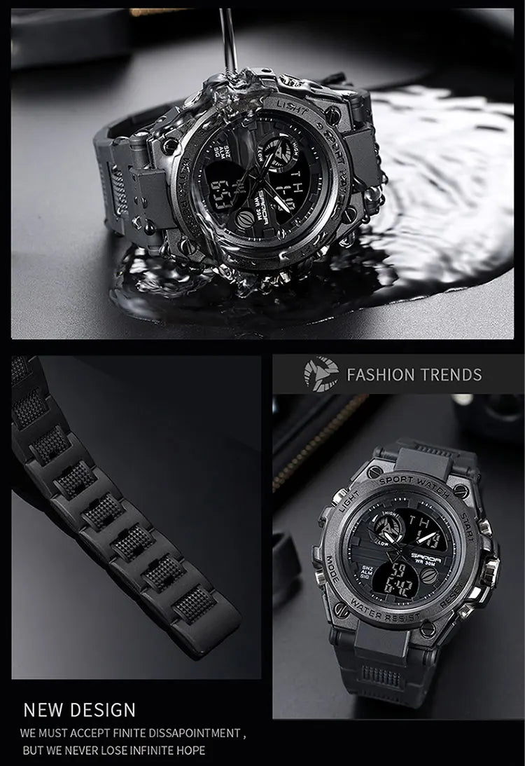 SANDA Top Luxury Watches Men Military Army Mens Watch Waterproof Sport Wristwatch Dual Display Watch Male Relogio Masculino - Sun Studio