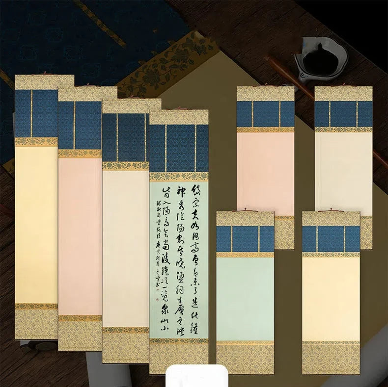 Tang Dynasty Style Blank Xuan Paper Scroll Half Ripe Rice Paper Calligraphy Painting DIY Scroll Batik Xuan Paper Hanging Scroll - Sun Studio