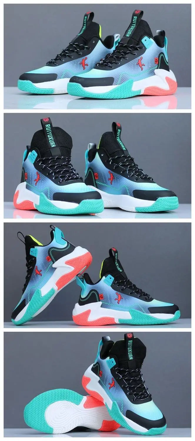 Brand Professional Men's White Red Blue Basketball Shoes Basketball Sneakers Anti-skid High-top Couple Man Basketball Boots