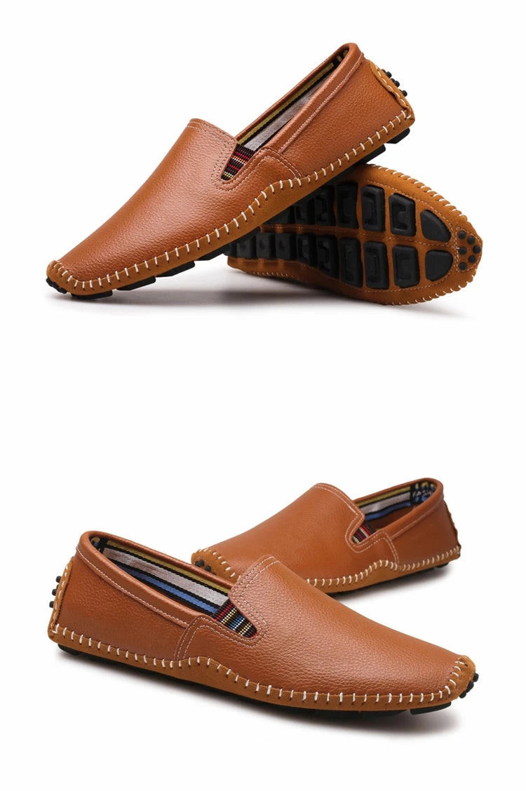 JINTOHO Big Size Men Genuine Leather Shoes Slip On Black Shoes Real Leather Loafers Mens Moccasins Shoes Italian Designer Shoes