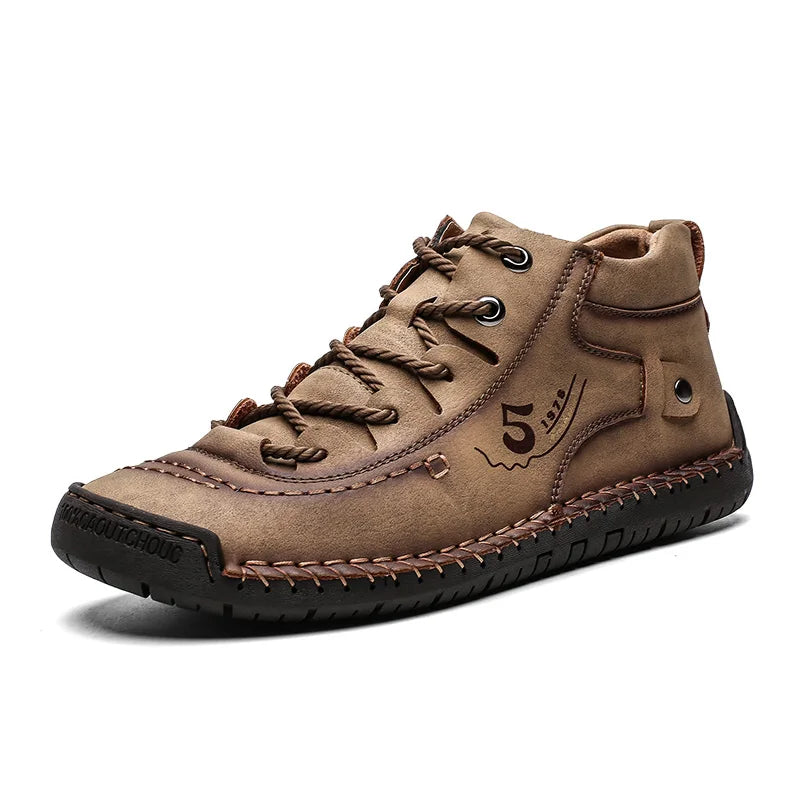 Handmade Leather Casual Men Shoes Ankle Boots Men Loafers Comfort Walking Shoes Men Flats Hot Sale Moccasins Shoes Plus Size
