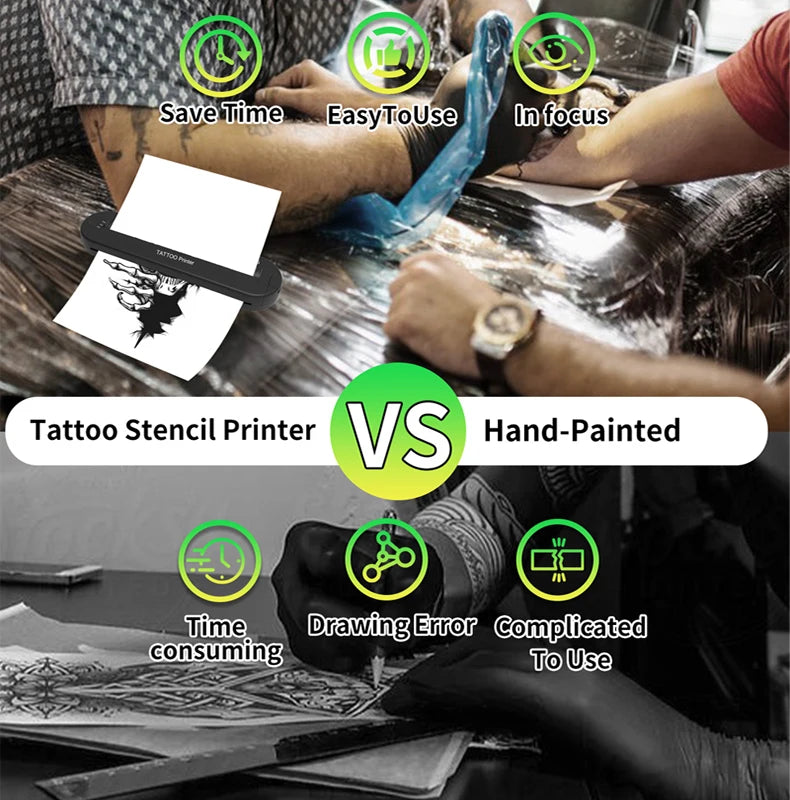 Tattoo ats886 Thermocopier A4 Wireless Tattoo Transfer Bluetooth Mobile&pc Printer Thermal Printer Tattoo for Machine Printing - Sun Studio