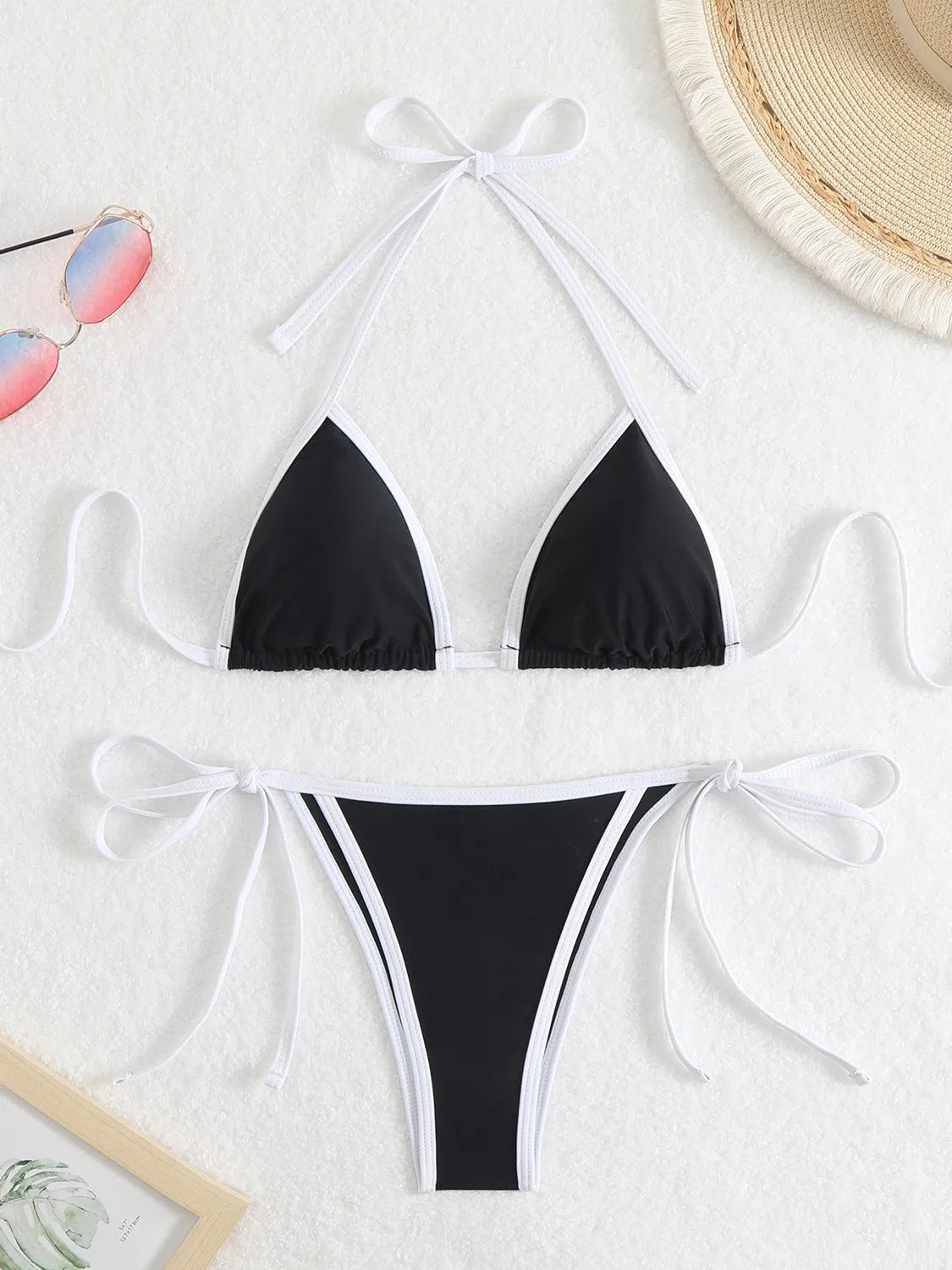 Sexy Micro Bikini 2025 Women Pink Blue Contrast Push Up Tie Side Thong Swimsuit Brazilian Beach Bandage Bathing Suit Swimwear - Sun Studio