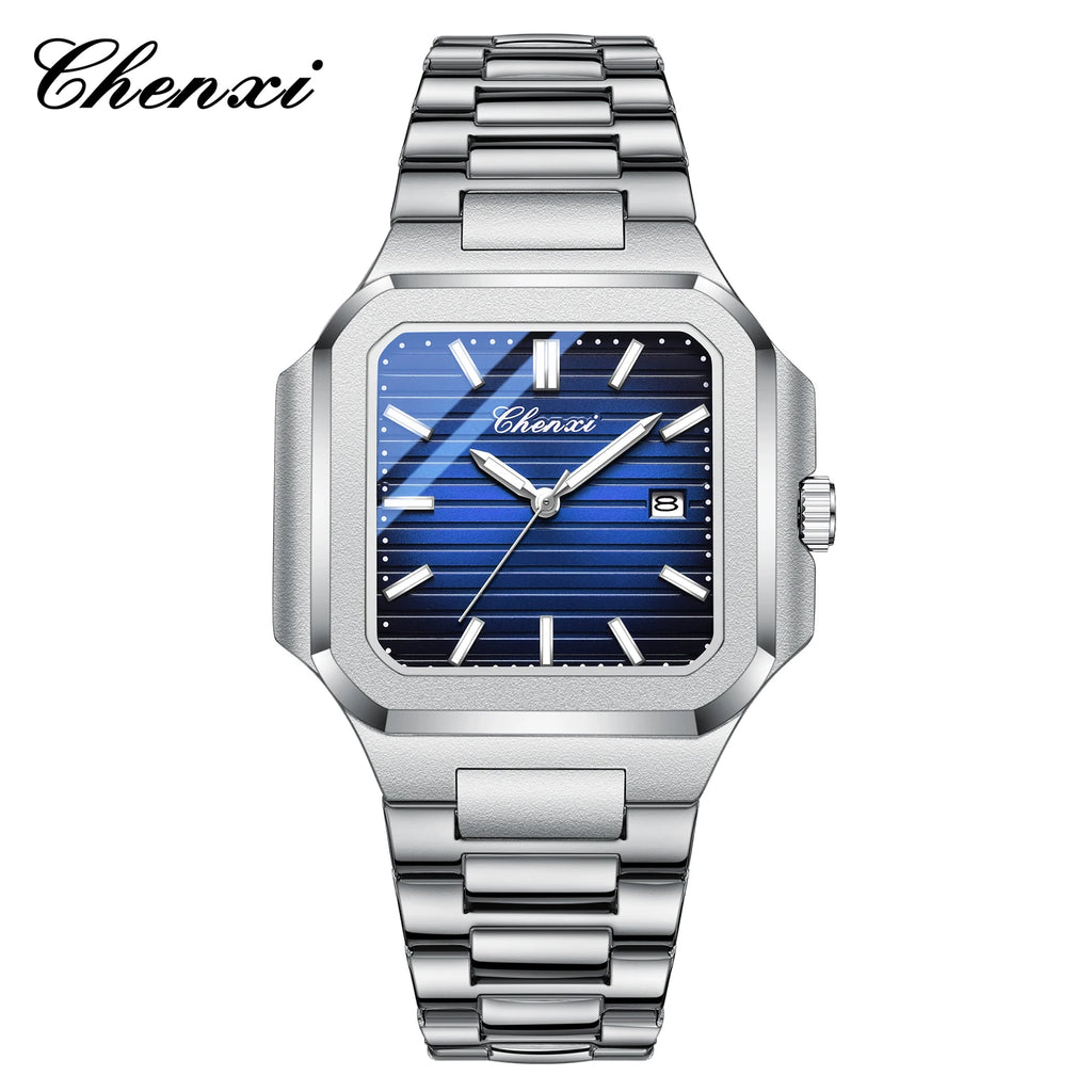 2025 New Man Watches Luxury Fashion Square Men's Quartz Watch Calendar Luminous Waterproof Stainless Steel High Quality Clock - Sun Studio