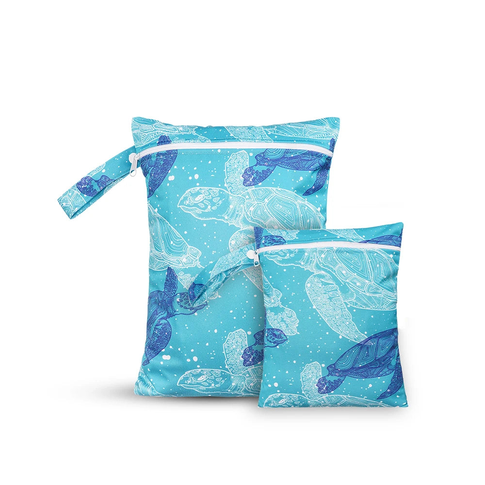 2pcs/set Waterproof And Reusable Wet Dry Bags For Diapers Travel Beach Pool Daycare Baby Items Yoga Gym Bag for Swimsuit - Sun Studio
