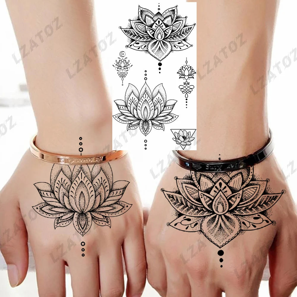 Unique Triangle Ocean Wave Temporary Tattoos For Men Women Realistic Tiger Lion Fake Tattoo Stickers Saying Transfer Art Tatoos