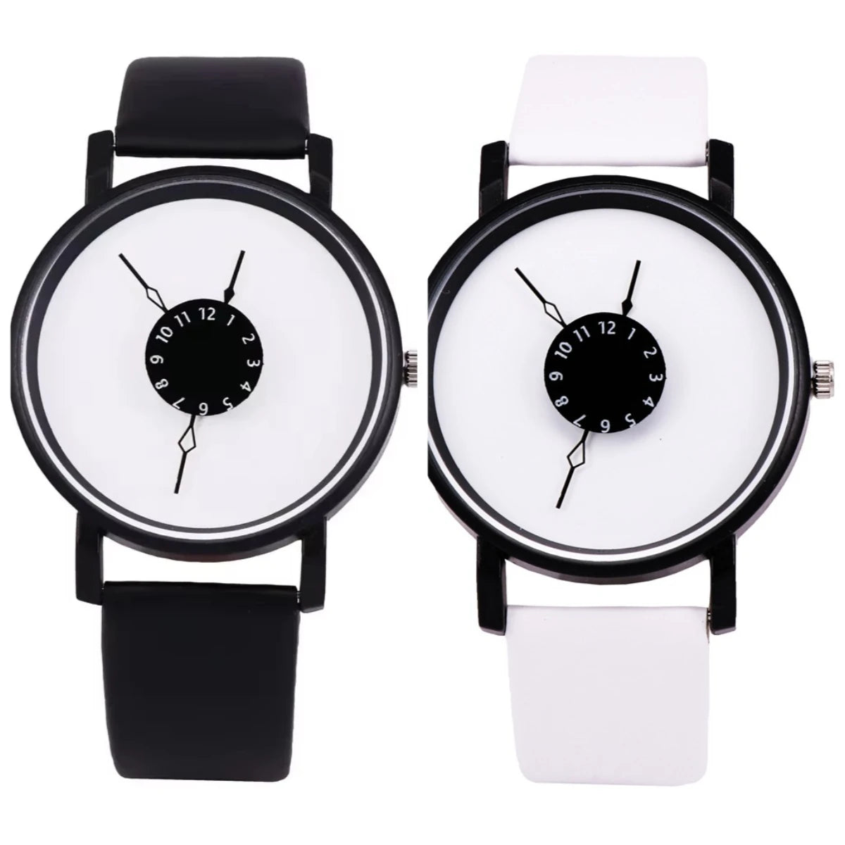 Couple Casual Quartz Watches Leather Band Strap Watch Analog Wrist Watch for Women Men Creative Digital Dial Clock Reloj Mujer - Sun Studio