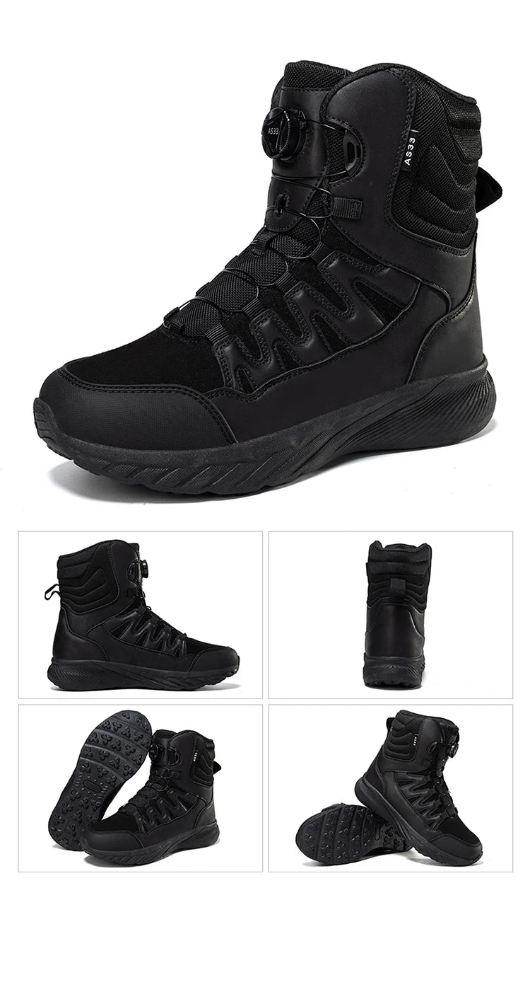 Large Outdoor Training Boots Men's Mountaineering Hiking Boots High Top Rotating Buckle Fashion Camouflage Sports Shoes