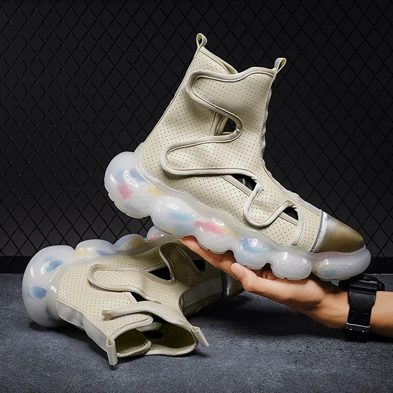 2023 Spring New Men's Casual Shoes Fashion Solid Color Shoes Outdoor Outsoles Breathable Light Comfortable High Top Man Sneakers - Sun Studio