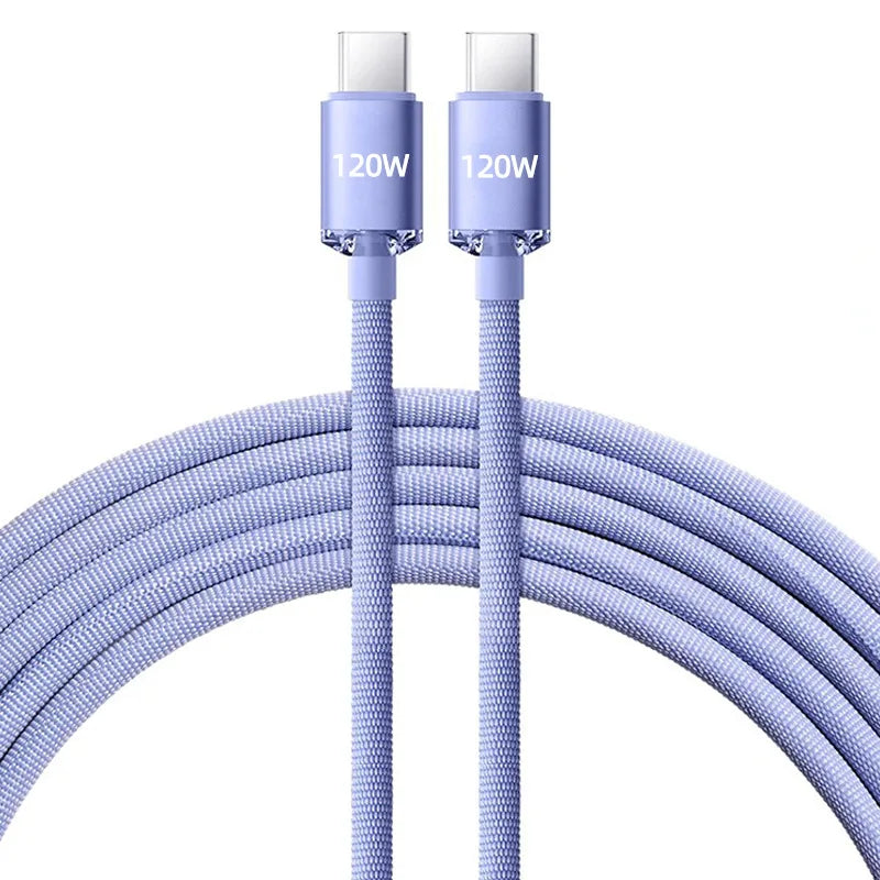 120W 6A Type C To Type C Cable For iPhone 15 Pro Max PD Fast Charge USB C Data Cord For Samsung Xiaomi Quick Charging Cables - Sun Studio