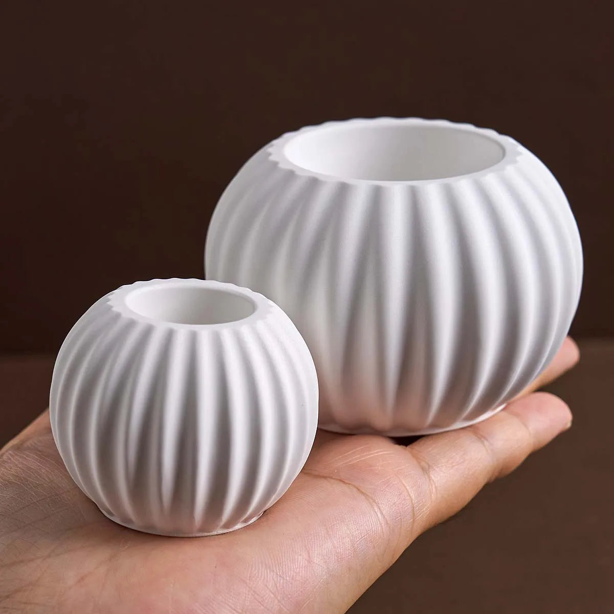 S/M/L Stripe Candle Cup Silicone Mold DIY Handmade Round Flowerpot Plaster Resin Candlestick Craft Casting Molds Home Decor - Sun Studio