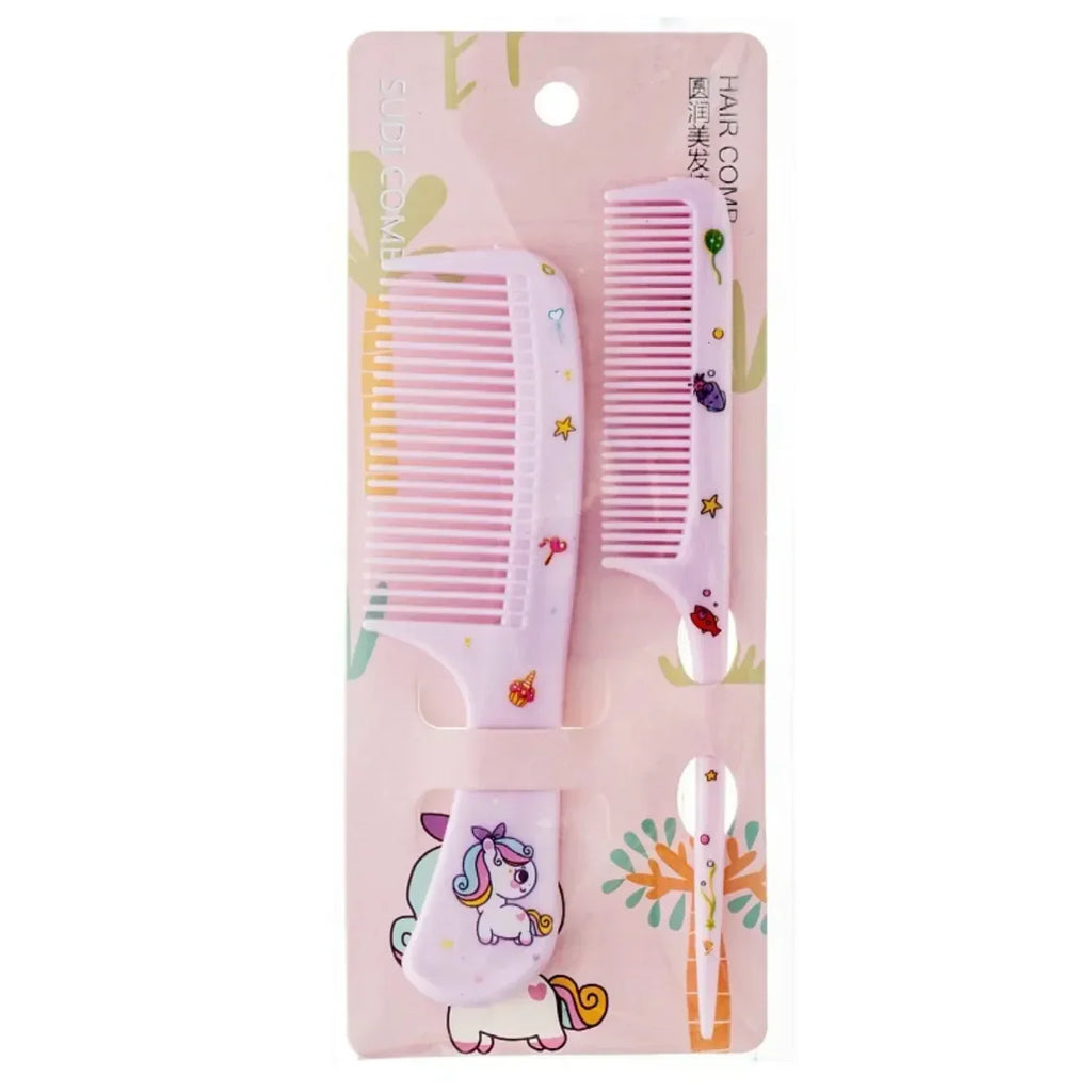 2pcs Kids Hair Combs Set Girls Portable Anti-Static Plastic Comb Cartoon Animals Children Hairdressing Comb with Pointed Tail - Sun Studio