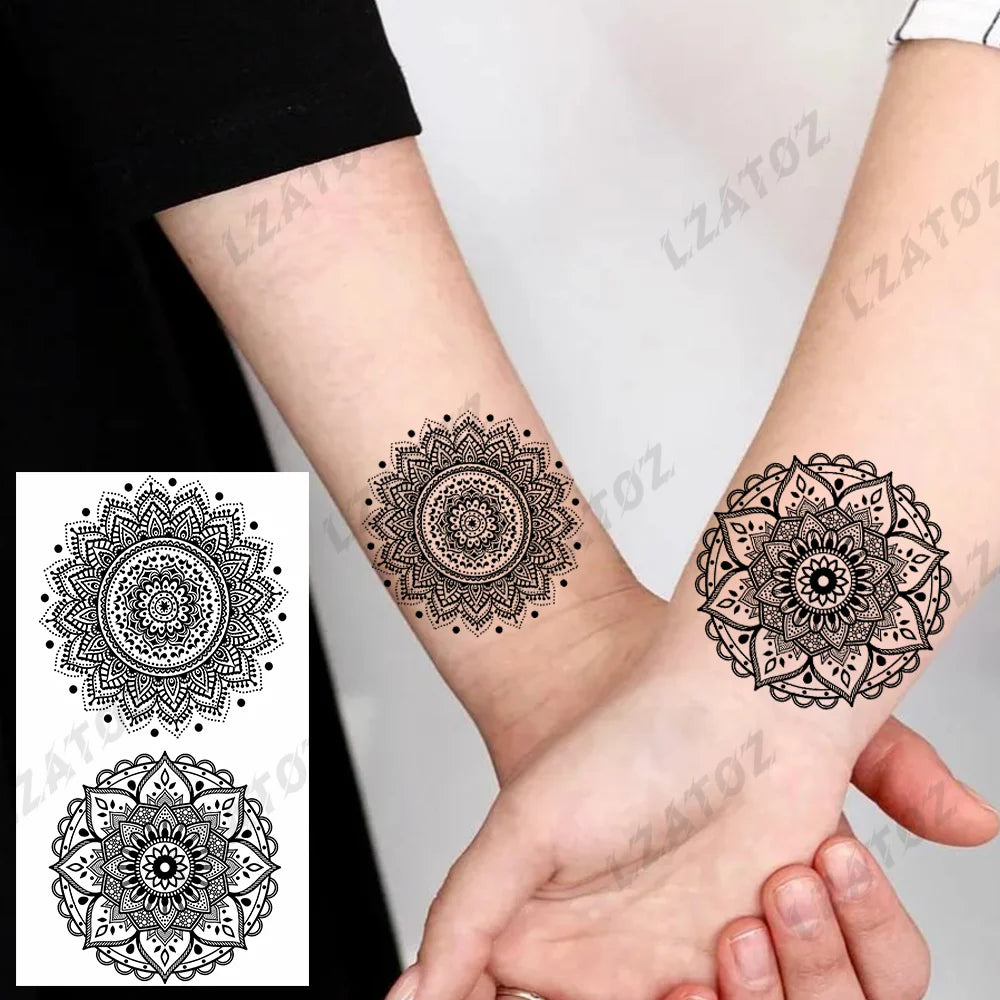 Unique Triangle Ocean Wave Temporary Tattoos For Men Women Realistic Tiger Lion Fake Tattoo Stickers Saying Transfer Art Tatoos - Sun Studio