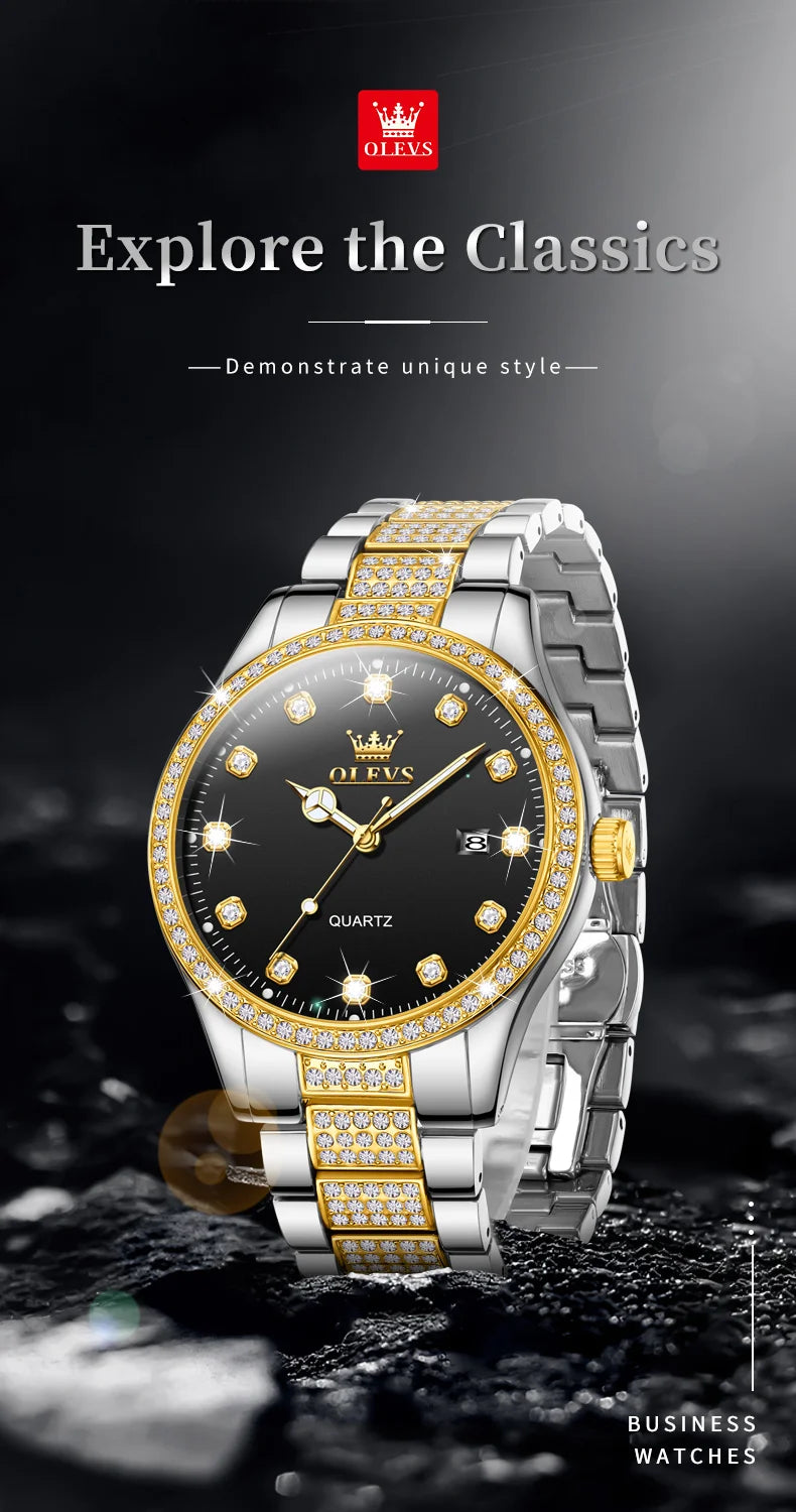 OLEVS New Fashion Mens Watches Top Brand Luxury Quartz Wrist Watch Man Sport Stainless Steel Watch for Men Reloj Hombre 2025 - Sun Studio