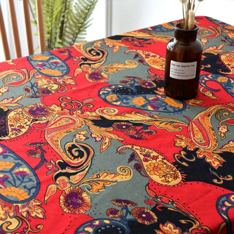 Bohemian Fabric Ethnic Vintage Retro Boho Printed Cotton Linen Home Decor Upholstery Textile