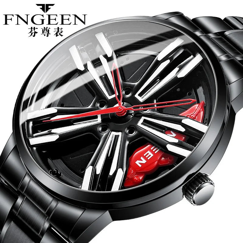2025 New Racing Watches Men Custom Design Super Car Rim Watch Stainless Steel Black Retro Waterproof Watch Relogio Masculino - Sun Studio