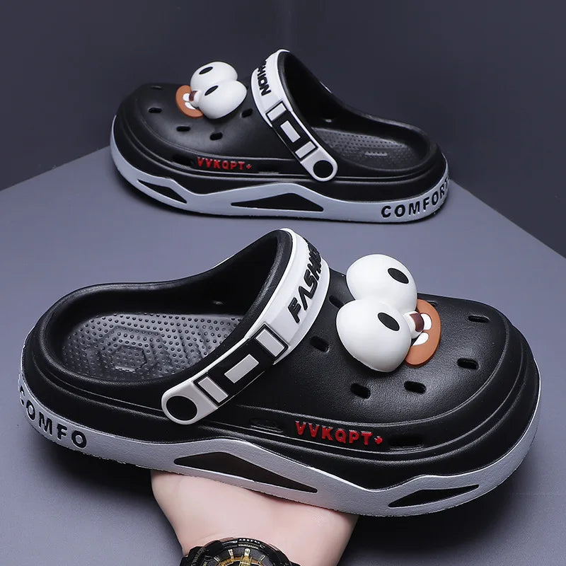Summer new trend hole shoes outside wear cartoon fashion home home couples non-slip hole sandals beach Baotou slippers men's