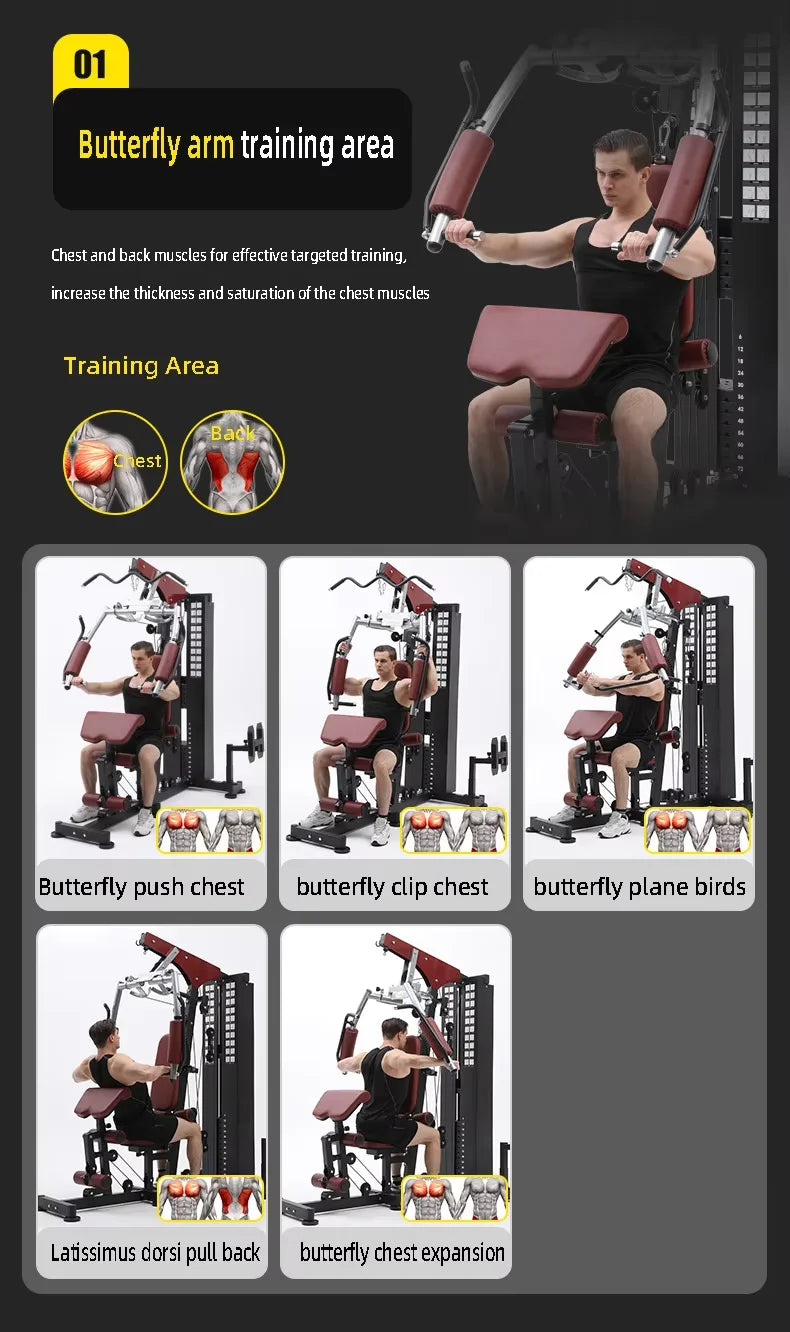 Home Indoor Comprehensive Gym Trainer Fitness Equipment With Strength Exercise Metal Material - Sun Studio