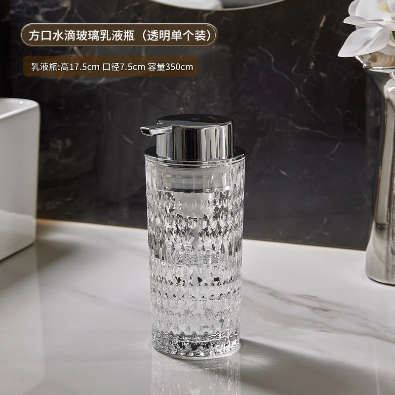 Glass Bubbler Emulsion Bottle Bathroom Soap Bottle Hand Sanitizer Shampoo Water Bottle Bathroom Decoration Bathroom Accessories - Sun Studio
