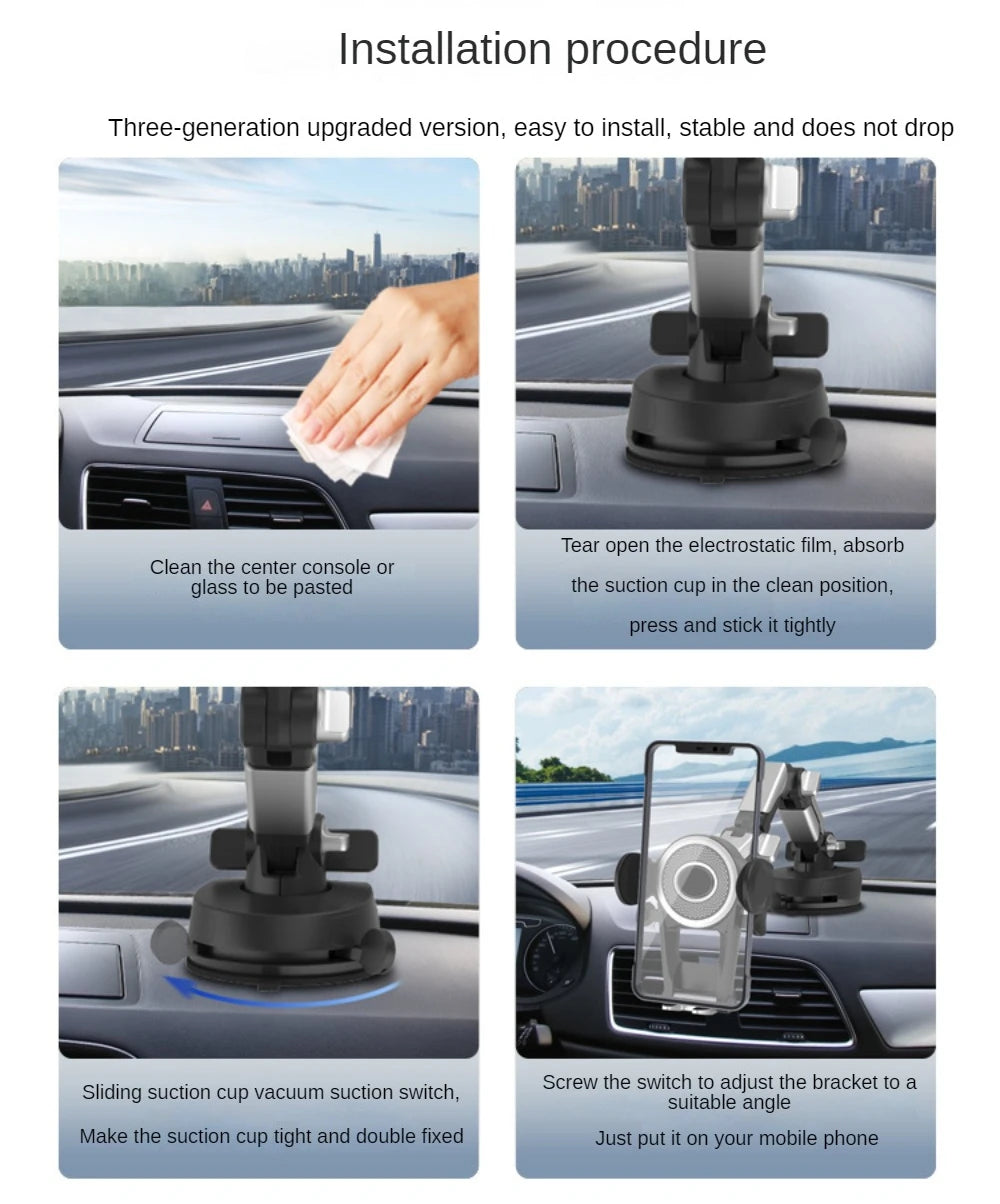 Heavy Duty Phone Mount for Car Windshield Dashboard Long Arm Suction Cup Phone Stand Holder 4.7-6.8inch Smartphone GPS Mount - Sun Studio