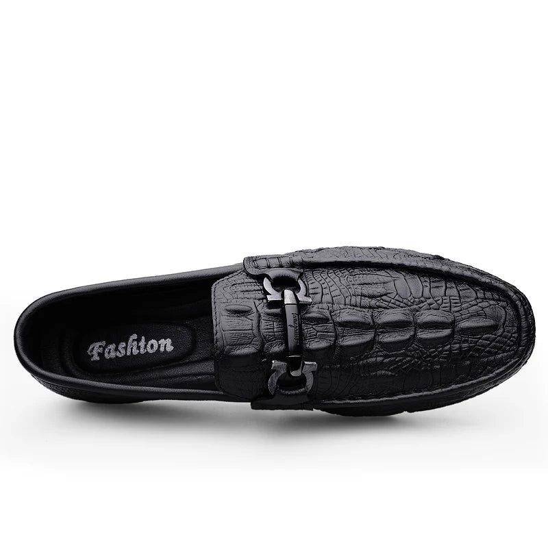 Mens Slip On Loafers Genuine Leather Casual Shoes Driving Moccasins Flats Luxury Brand Classic Black Handmade - Sun Studio