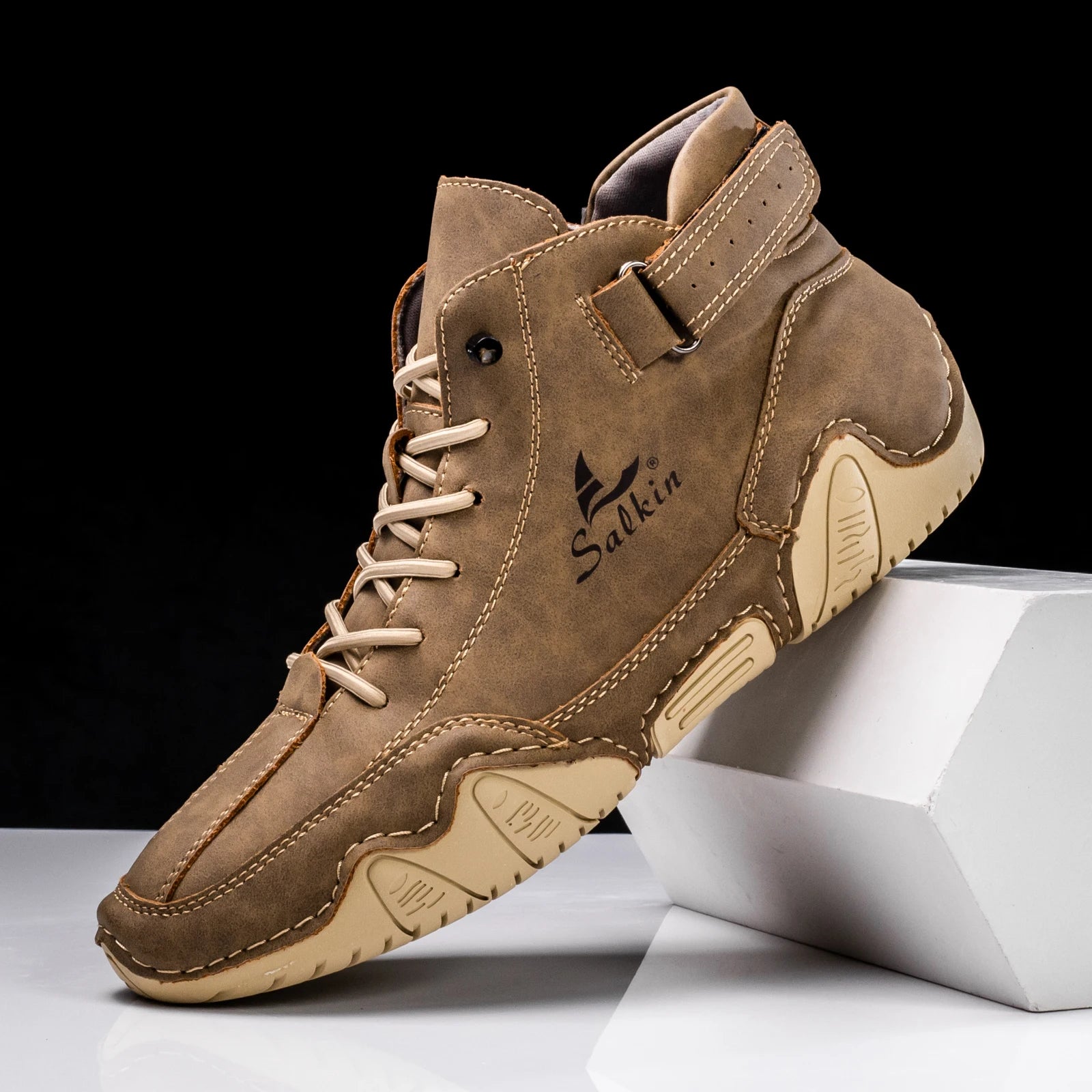 New 2025 Handmade Leather Casual Men Shoes Design Sneakers Man Breathable Leather Shoes Men Ankle Boots Outdoor - Sun Studio