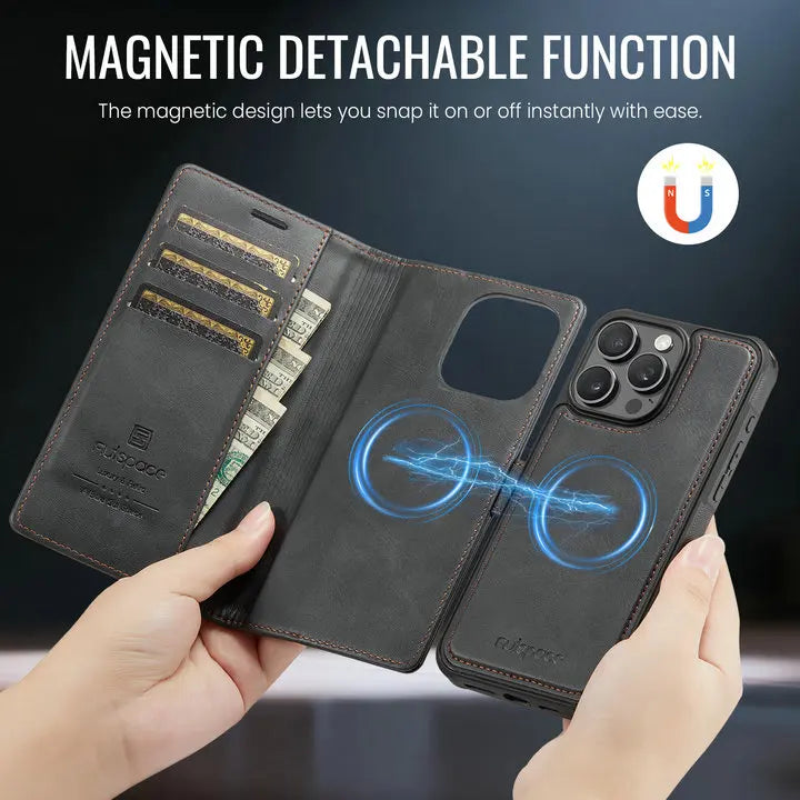 For iPhone 17 Pro 5G 2025 2In1 Detachable Leather Wallet Case For iPhone Air 17 16 15 14 13 12 Pro Max 16 Plus 16E Magnet Cover - Sun Studio
