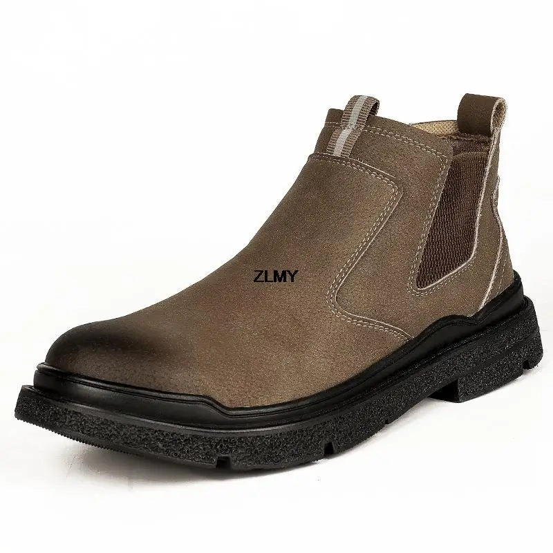 Waterproof Men Welder Shoes Steel Toe Work Shoes Man Anti-spark Anti-smash Safety Shoes Male Slip On Chelsea Work Safety Boots