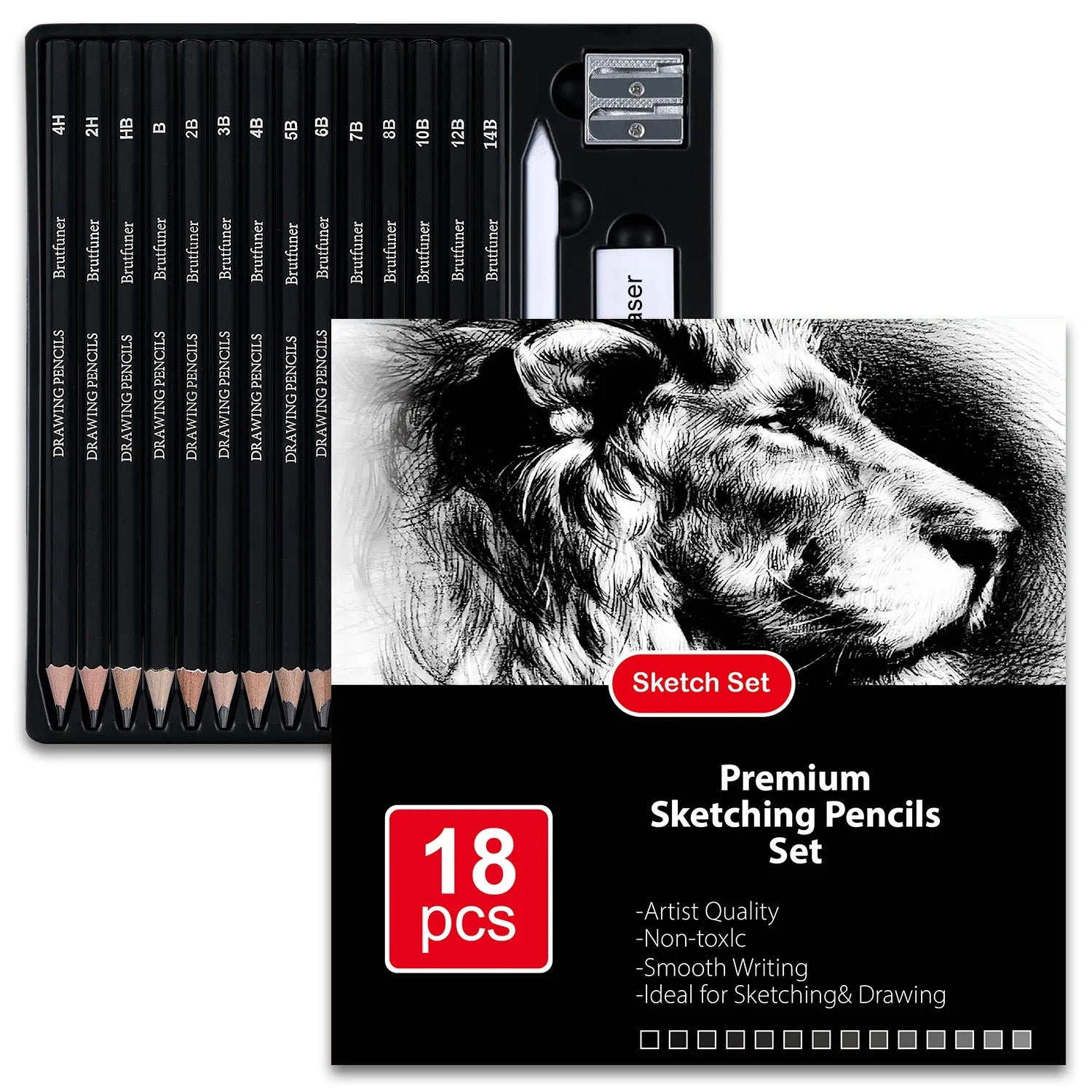 14/18/29/38/44/64 PCS Drawing Set Sketching Kit,Sketch Pencils Art Supplies with Graphite,Charcoal,Blending Tools & Accessories - Sun Studio