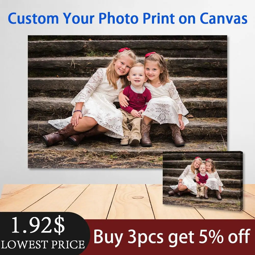 Custom Canvas Painting Wedding Family  Kids Landscape Any Photos Waterproof Posters Prints Wall Art Living Room Home Decor - Sun Studio