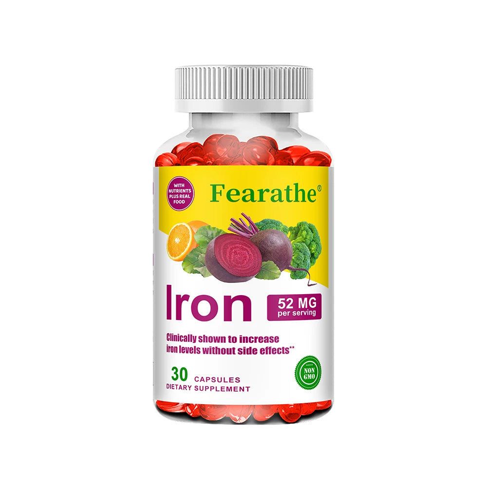 Iron and Vitamin C Supplement - Boosts Energy, Focus, and Immune Function, Supporting Red Blood Cells, Improve Immunity, Non-GMO - Sun Studio