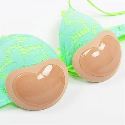 1Pair Adhesive Breast Enhancer Bikini For Women Bra Swimsuit Invisible Heart Padding Bra Insert Nipple Pads Push Up Silicone Bra - Sun Studio