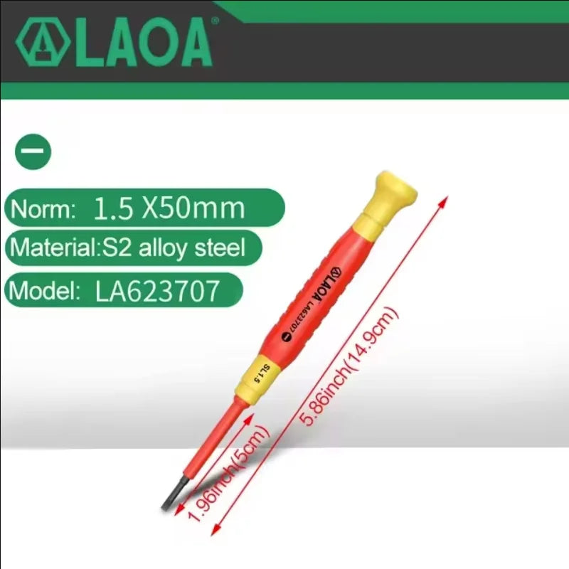 LAOA 1pc Insulated Precision Screwdriver SL1.0-3.0 aCross Small Size Screwdriver to Remove Watches Cell Phone NotebookT5-T10 - Sun Studio