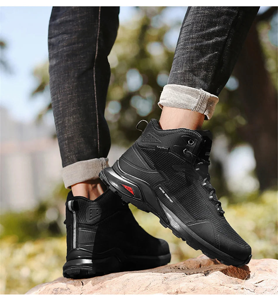 Men Winter Boots Snow Hiking Sneakers Water Resistant Mid Ankle Work Casual Hiker Trekking Outdoor Anti Slip Waterproof Shoes - Sun Studio