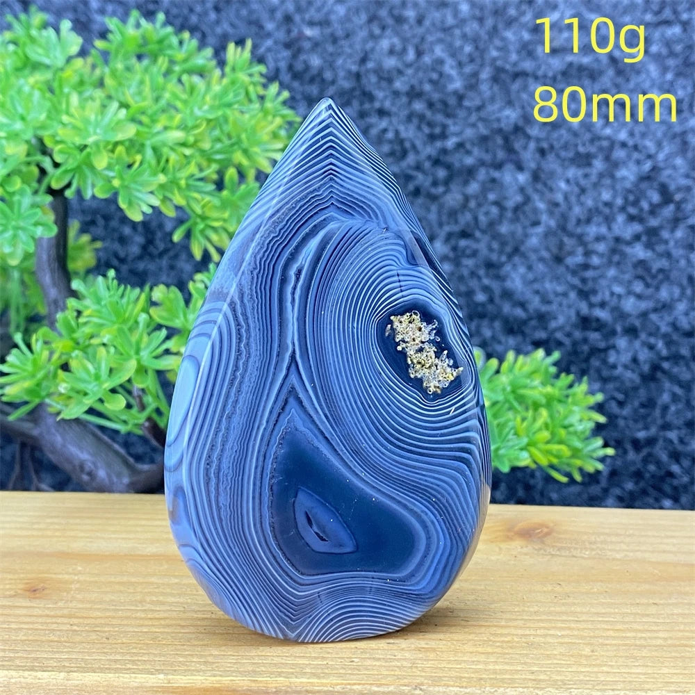 Natural Gemstone Black Onyx Stripes Free Form Torch Reiki Healing Shape Meditation Home Decor Feng Shui Warning Evil - Sun Studio