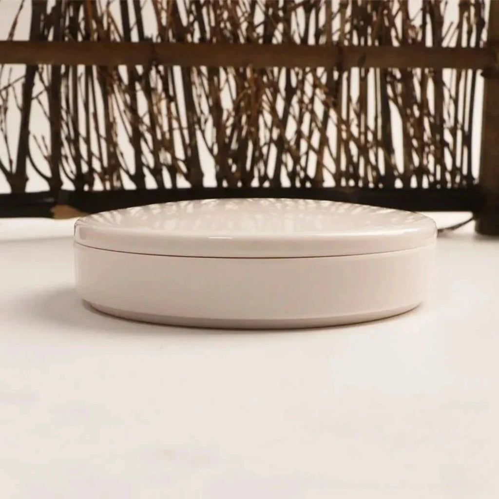 Imitation Porcelain Round Palette with Lid Acrylic Watercolor Painting Multifunctional White Paint Tray Artist Supplies - Sun Studio