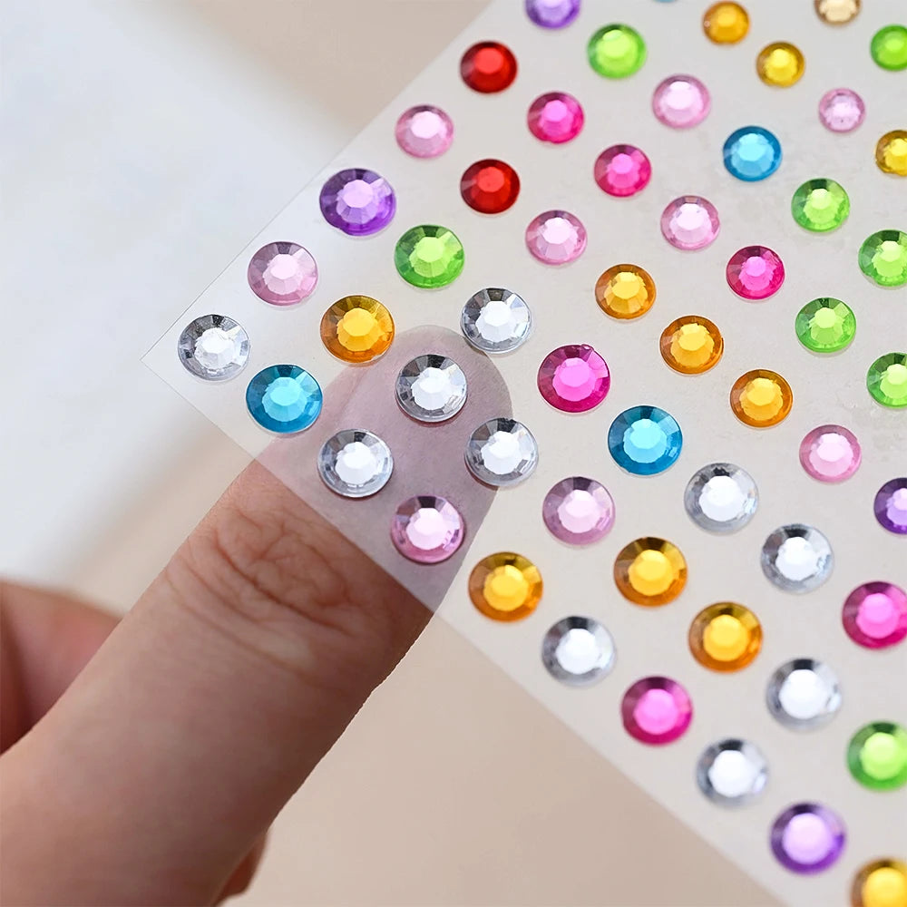 1Pcs Face Diamond Gem Sticker 5D Colorful Rhinestone Tattoo Stickers Fo Festival Nail Body Makeup Bling Jewelry DIY Face Sticker - Sun Studio