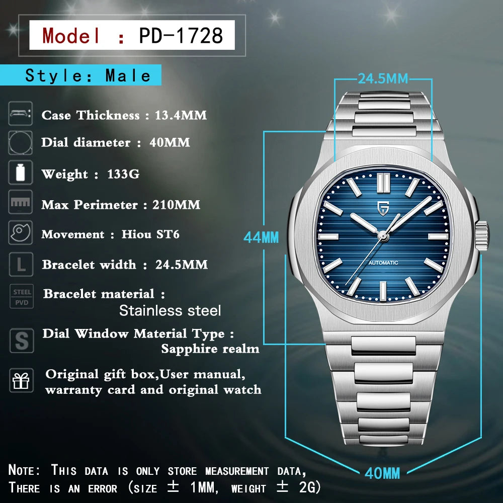 PAGANI DESIGN 2025 New Men's Watches Luxury Automatic Watch For Men Mechanical 40MM WristWatch Stainless Steel AR Sapphire glass - Sun Studio