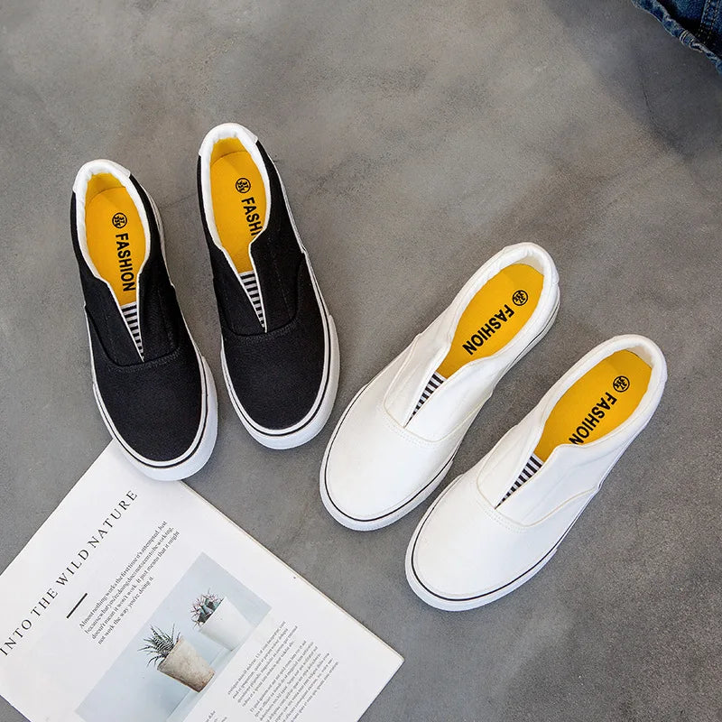 Men's Non-slip Skateboard Shoes Breathable Canvas Shoes Men's Casual Cloth Shoes Solid Color Flat Comfortable White Sneakers - Sun Studio