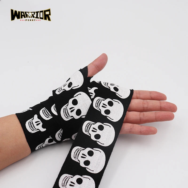 1 Pair Boxing Hand Wraps MMA Muay Thai Kick Boxing Handwraps For Training Bandages Sport Straps 3M/5M Length Skull Print - Sun Studio