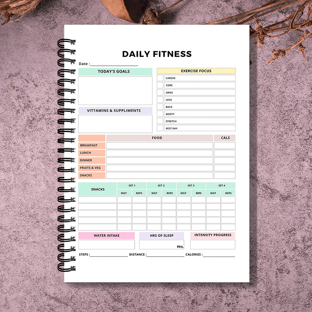 1PC Fitness Planner Bundle-Fitness Journal Workout Log Book Bundle – Fitness Plan Book - Schedule-Daily Fitness Planners - Sun Studio