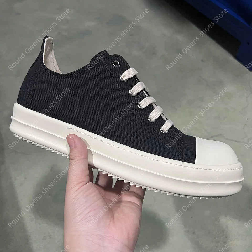 Casual Shoes Men Canvas  Low Top Quality Ro Lace Up Thick Sole Breathable Luxury Designer Classic Trainers Women Flat Sneakers - Sun Studio
