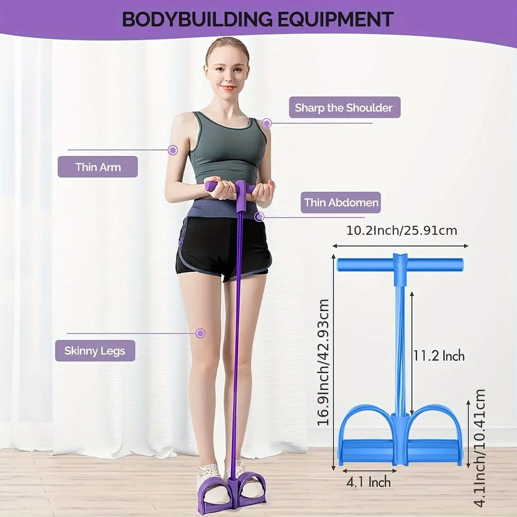 Multi-Functional Four-Tube Pedal Tensioner Yoga Elastic Band Home Fitness Equipment Abdominal Strengthening Tension Rope - Sun Studio