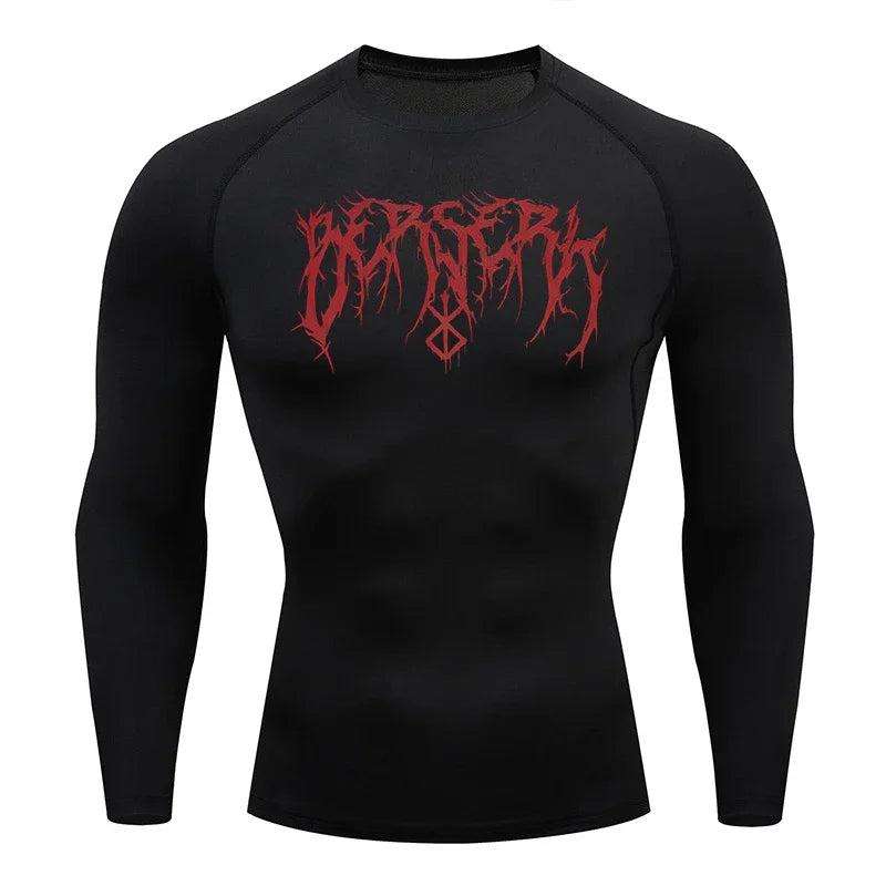 Fitness Workout Rash Guard für Männer athletische schnell trocknende Kompressionsshirts Berserk Druck T-Shirts Tops Unterhemden Baselayers