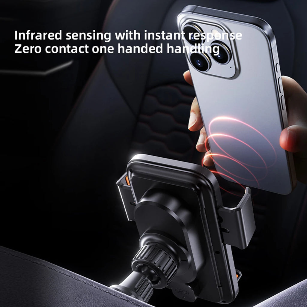Car Phone Charger Phone Holder 15W Wireless & Wired Charger Auto Sensing One-Touch Release and Rotation Qi FCC ROHS Certified - Sun Studio